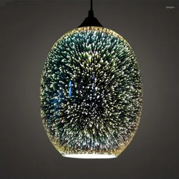 Pendelleuchten 3D-Kunstdekor Kreative hängende Beleuchtungskörper Moderne Persönlichkeit Bar Restaurant Licht Glasschirm E27 LED-Birne MING