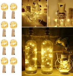 Pille çalışan mantar şarap şişesi dizeleri LED peri ışıkları dizesi 2m 20led Garland Noel Partisi Düğün Dekorasyonu Pil D1.5