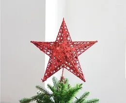 Juldekorationer 15 cm/20 cm/25 cm dekoration trädtopp järnstjärna glittrande hängande ornament för DIY -tillbehör