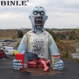 Outdoor-Aktivitäten, 6 m/8 m, blutige Outdoor-Figuren, riesiger aufblasbarer Halloween-Zombie für Werbung