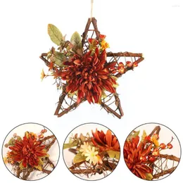 Decorative Flowers Autumn Thanksgiving Decoration Wall Hanging Artificial Chrysanthem Pendant Claw Ornaments Home Star Five-pointed O1p6