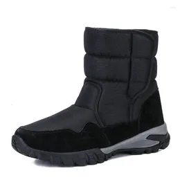 Boots 2022 Men Thicken Fur Non-slip Waterproof Snow Fashion Hook&loop Winter Shoes Big Size 40 - 46