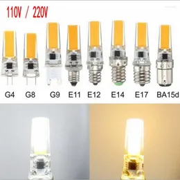 Mini G9 G4 E12 E14 BA15 Lâmpada LED 3W 6W 12V 220V 110V COB DIMMÁVEL PARA A Iluminação do lustre Substitua a lâmpada de halogênio