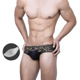 Herrenbadebekleidung Neue Männer Gedruckt Bikini Badeshorts Muster Niedrige Taille Badebekleidung Sexy Badebekleidung Mit Push-Pad Heiße Quelle Schwimmen Sport J220913