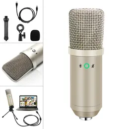 Upgraded BM-750 USB Microphone Metal Condenser Live Microphone with Tripod and Button Control Function for Live / Sing / Chat