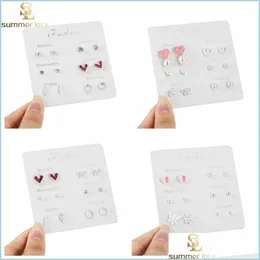 Stud Earrings Set Lovely Star Leaf Heart Stud For Women Girls 6 Pairs/Set Exquisite Daily Party Gift Jewelry Drop Delivery 2021 Vipjew Dhu8Q