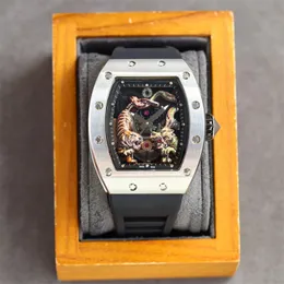 51-01 Montre de Luxe Mens Watches Автоматические механические движения стальной корпус Dragon и Tiger Tourbillon Luxury Watch Начатки.