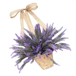 Декоративные цветы лаванда корзина венок искусственное пурпурное цветочное гирлянде