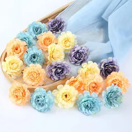 Decorative Flowers High Quality Hydrangea Heads Burgundy Silk Roses Diy Valentine'S Day Artificial Rose Wedding Home Decor