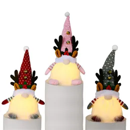 크리스마스 라이트 업 Gnomes 빛나는 루돌프 인형 메리 크리스마스 홈 오피스 테이블 장식 어린이 선물 0923