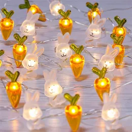 Altre forniture per feste festive Pasqua LED Bunny String Lights Decorazione per la casa Carota Coniglio Fata Luce Regali felici Favore 220922