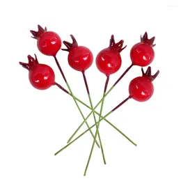 Party Decoration 50pcs Simulation Pomegranate Berry Stem Artificial Red Stems Faux Fruit Picks Fake Plants