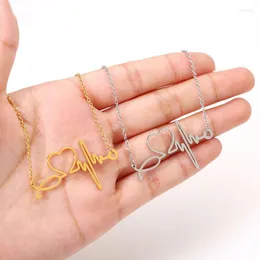 Hänge halsband europeiska och amerikansk rostfritt stål hjärta EKG halsband för mamma vän gåva