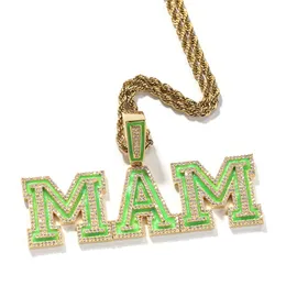 A-Z Custom Name Letters Tennis Necklaces Mens Fashion Hip Hop Jewelry Iced Out Drop Oil Glow-in-the-dark Letter Stitching Pendant Necklace