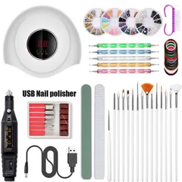 Nail Art Kit 54W Enhancement Lamp Dual Light Source UV Quick Drying USB Potherapy Machine Grinder Accessori Strumento