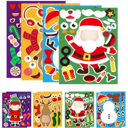 Łamigłówki naklejki puzzle dla dzieci DIY Make-a-FACE Święty Mikołaj Snowman Elk Ubieranie dzieci Edukacja