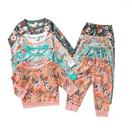 Conjuntos de ropa 0-4Years Toddler Baby Boy Girl 2 piezas Conjunto de otoño Conjunto de pantalones de manga larga con estampado floral