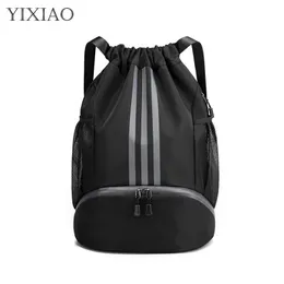 Backpack YIXIAO Men Women Basketball Outdoor Soccer Football Fitness Storage Bags Ball Training Drawstring Sports Knapsack 220922