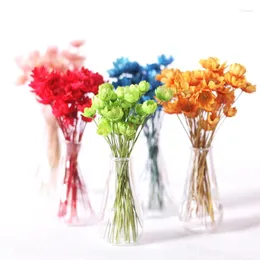 Decorative Flowers 1/12 Miniature Dollhouse Dried Flower Glass Vase Model Toys Furniture Decoration