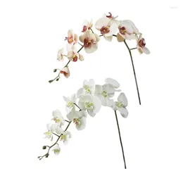 장식용 꽃 11 머리 실크 난초 phalaenopsis diy 웨딩 꽃 꽃다발 인공 식물 가짜 가정 장식 110cm 2022