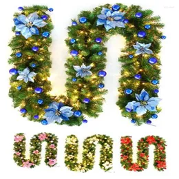 조명 8.9ft 등나무 인공 포도 나무 식물 꽃과 공 장신구와 크리스마스 장식 화환