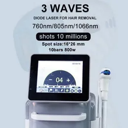 Professionelle 3-Wellen-Laser-Haarentfernungsmaschine, schmerzlos, 760 nm, 805 nm, 1066 nm, dreifache Wellenlänge, schnell, dauerhafte Schönheitsausrüstung für den Salongebrauch