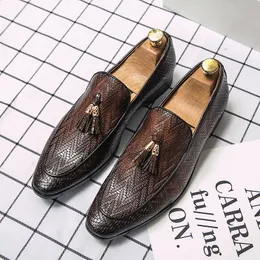 Shoes Fashion Loafers Men Personality Solid Color Texture PU Pointed Tassel Business Casual Wedding Party Daily AD221 6369