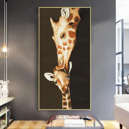 Målningar stor storlek 70x140 cm diy oljemålning av siffror kit ram kyss giraff akryl färgnummer veranda entrence hem dekoration