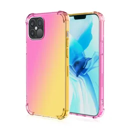 Rainbow stopnied color TPU Cell ConleS dla iPhone'a 15 14 13 12 Pro Max 11 Seria Seria Cztery zakręty Poduszka powietrzna odporność na okładkę ochronną telefonu przeciw szokowi