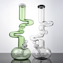 Stokta Benzersiz Heady Beher Bongs Yeşil Şeref Hookahlar ZIGZAG Özel Tipi Cam Su Boruları 16 inç büyük bongs ile 14mm dağınık downstem teçhizatlar