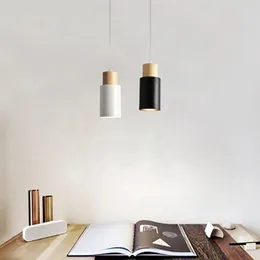 Pendellampor trä rund cylinder munstycke stub pendent lampa norra Europa kreativa personlighet enkel restaurang bar sängen japanska japanska