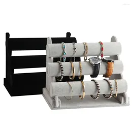 Smyckesp￥sar trippelarmbandh￥llare Display Stand Watch Bangle Bar Necklace Storage Organizer Gray