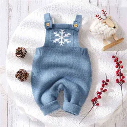 롬퍼 2023 New Baby Girls Boys Knitted Romper Baby Snowflake Snowveless 스웨터 서식기 점프 수트 가을 겨울 전체 J220922