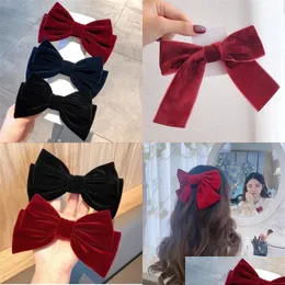 Hair Clips Barrettes Veet Bowknot Hairpin Girl Women Fashion Hair Accessories Side Clip Clamp Headwear Jewelry Finding Dhseller2010 Dh3Xh