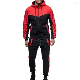 Męskie dresy męskie 2 komputery/set Plus Size Men Tracksuit Contrast Colour