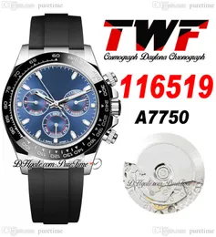 TWF V2 A7750 Automatisk kronograf Mens Watch Ceramic Bezel Blue Red Stick Dial Black OysterFlex gummiband Samma seriekort Super Edition Watches Puretime D4