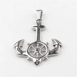 Pendant Necklaces Fashion Men's 316L Stainless Steel Rudder Anchor Charm