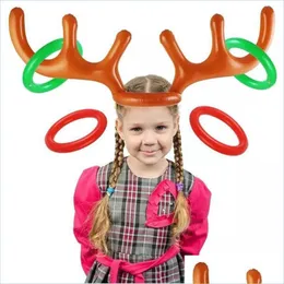 Party Decoration 1Set Inflatable Antler Ring Game Elk Reindeer Hat Christmas Year Family Family Toys Kids Birthday Toy Supplies Drop DHKLM