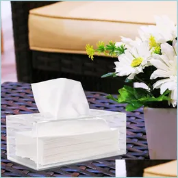 Tissue Boxes Napkins Facial Box Er Rack Transparent Acrylic Rectangar Napkin Storage Top Is Removable Mti-Purpose 09 Drop Delivery 2 Dhqoa