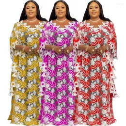 Plus storlek klänningar afrikanska kvinnors mode avslappnad mors slitage lös bat skjorta färg vatten led v-hals robe borrklänning