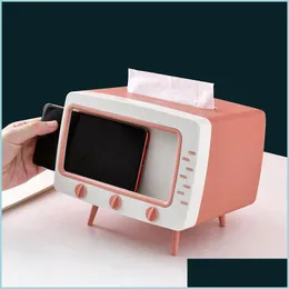 Vävnadslådor servetter söt lådförvaring mtifunktionell kreativt papper pum telefonhållare dammsäker hushåll TV-form droppleverans 2021 dhukv