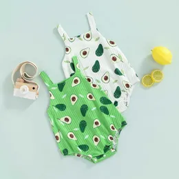 Rompers 2022 Summer Cute Toddler Clothes Baby Girl Boy Romper Infants Sleeveless Jarretl Avocado Printed Triangle Jumpsuit J220922