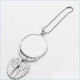 Charms Plated Sier Metal Cars Ornaments Kirsite Hanging Charm Sublimation Blanks Angel Wing Circar Mobile Pingente 4 8Mo J2 Drop Deliv Dh6Cf