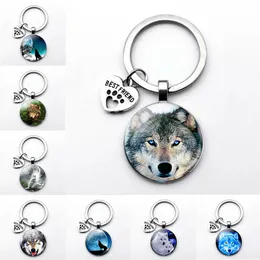 Wolf In The Dark Keychain Key Ring Holder Wolf Head Pendant Men'S Jewelry Gift