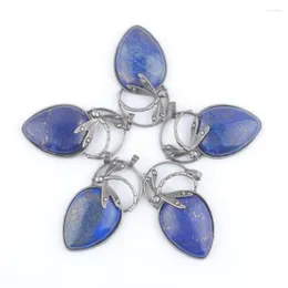 H￤nghalsband 5st Natural Lapis Lazuli Gem Stone Bead Water Drop Cute Dragonfly Bronze Ancient Silver Jewelry Dingle Charms TN4038