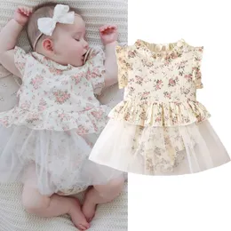 Strampler Sommer Neugeborenen Baby Mädchen Strampler Rüschen Blumen Tüll Strampler Baby Baumwolle Mädchen Ärmellose Overall Kleidung J220922