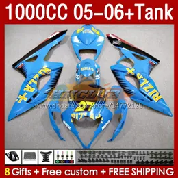 Fairings Mavi Fabrika Tank OEM Suzuki GSX-R1000 GSXR 1000 CC K5 GSXR1000 2005 2006 Vücut 157No.69 GSXR-1000 GSX R1000 2005-2006 1000cc 05 06 Enjeksiyon Kalıp Uçağı