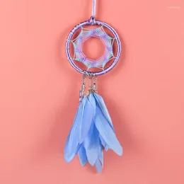 Interi￶rdekorationer Mini Dream Catcher Car Pendant Accessory For Inhoor Blue Feather Hanging Home Decor Lucky Ornament