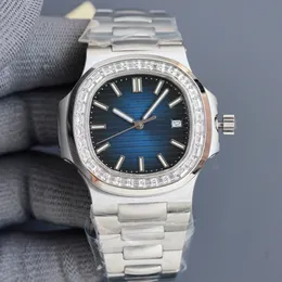 Orologi da uomo con diamanti nautilus 5713 quadrante blu scuro orologio meccanico automatico in acciaio inossidabile con fibbia pieghevole da 40 mm