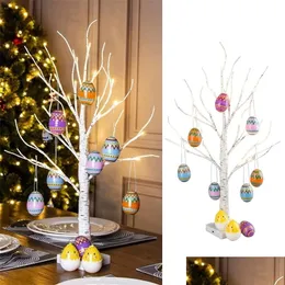 Andra festliga festf￶rs￶rjningar Andra festliga festf￶rs￶rjningar 62 cm Birch Tree LED Light Easter Decorations for Home Egg Ornaments Soif Dhqzz